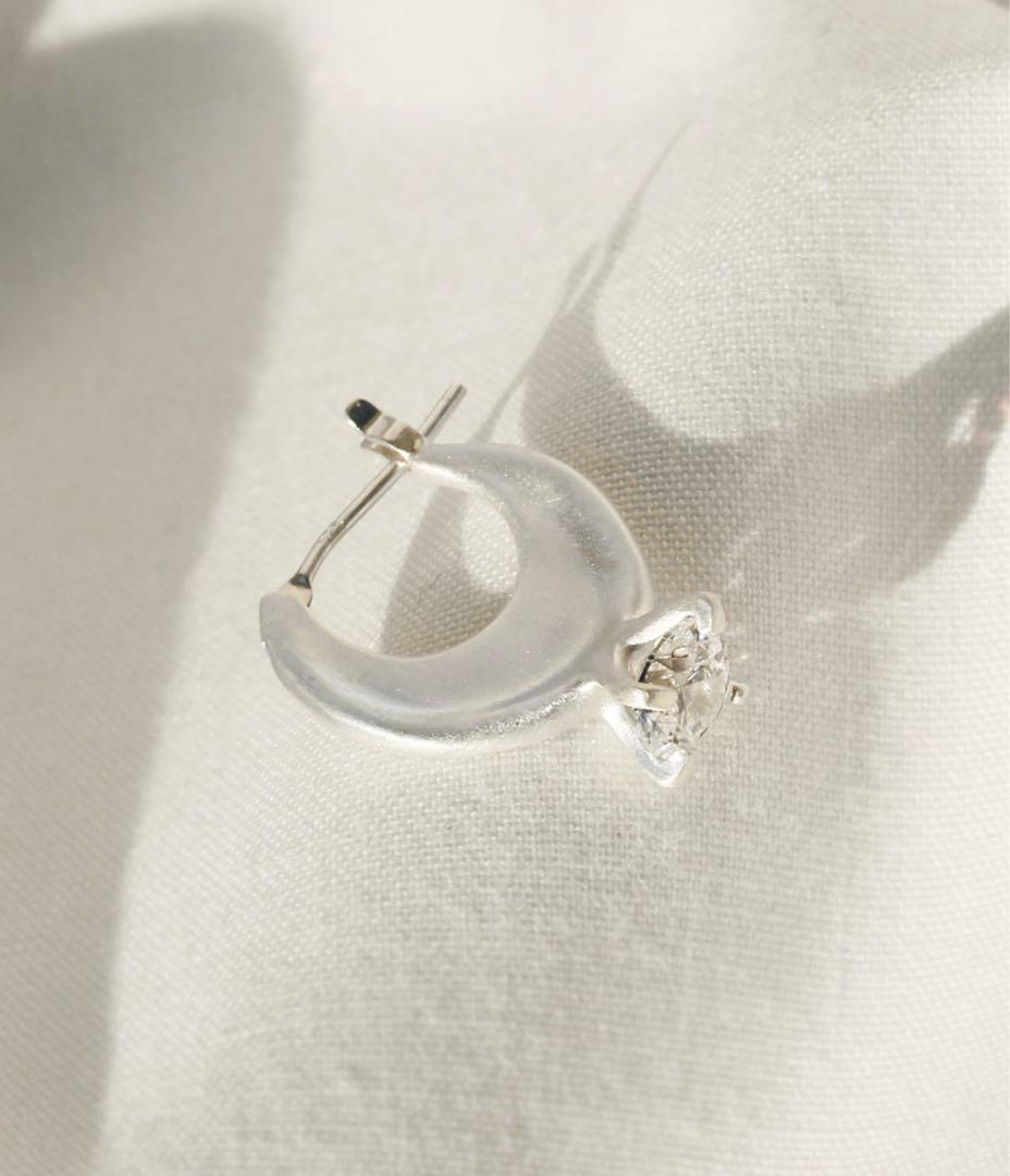 e.m. SILVER925 ジルコニアフープピアス 〈マット〉