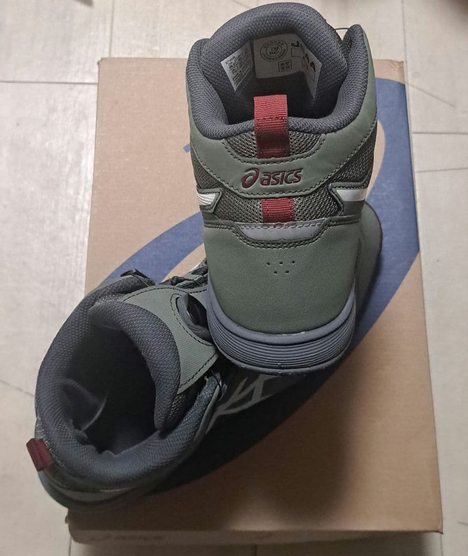 【美品】アシックス安全靴 BOA 26㎝ハイカット CP214 カーキ×ホワイト