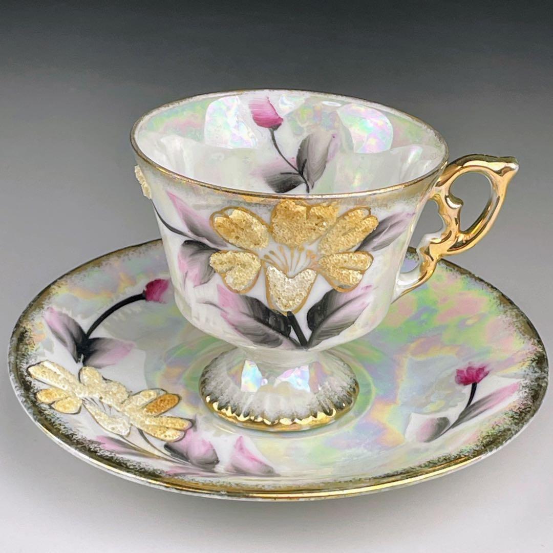 【希少】オールドニッポン コラレン カップ＆ソーサー ラスター ぺディスタル