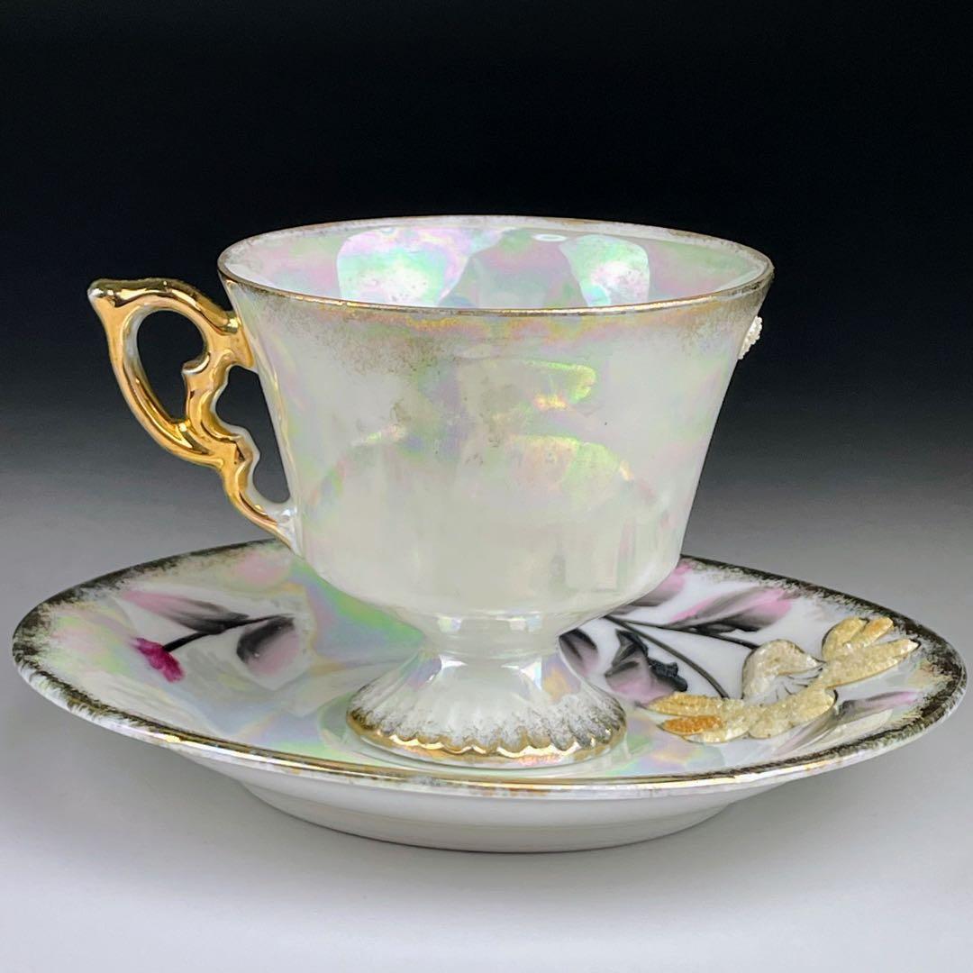 【希少】オールドニッポン コラレン カップ＆ソーサー ラスター ぺディスタル