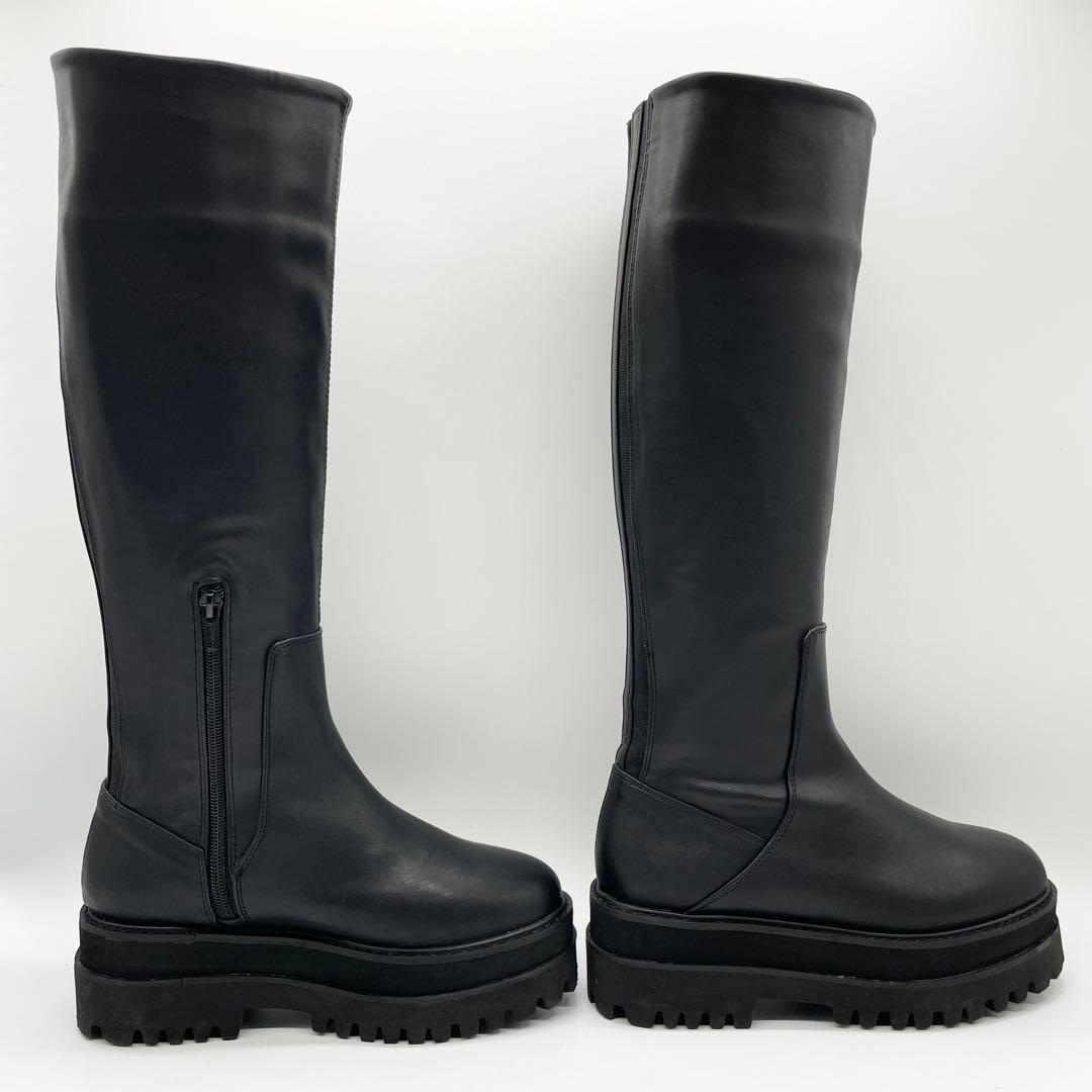 【美品】JEANASIS ジーナシス ビガーロングブーツ 厚底 黒 23.5cm
