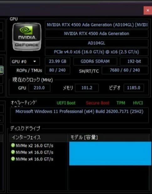 グラフィックボード・グラボ・ビデオカード NVIDIA RTX 4500 Ada VRAM 24GB