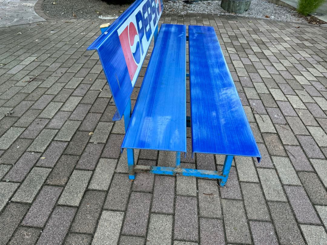 ペプシ PEPSI 屋外 大型ベンチ 青 現状渡　前橋市引取、近隣配送可