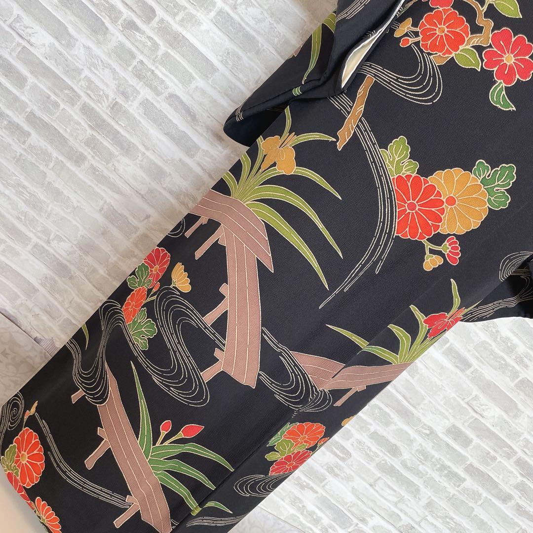 小紋　フルセット　あやめ　菊　流水　型染め　縮緬　お散歩　お買い物　着物　P4