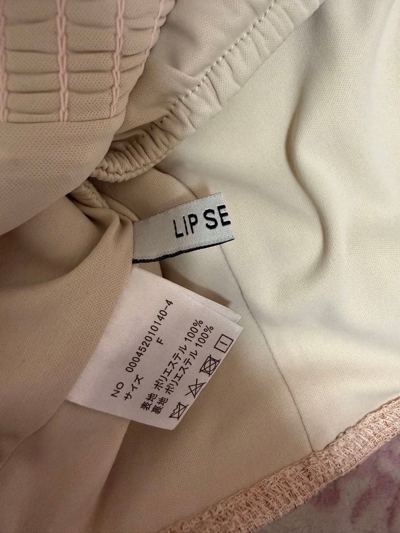 LIP SERVICE ツイードリボンオフショルトップス　ピンク リップサービス