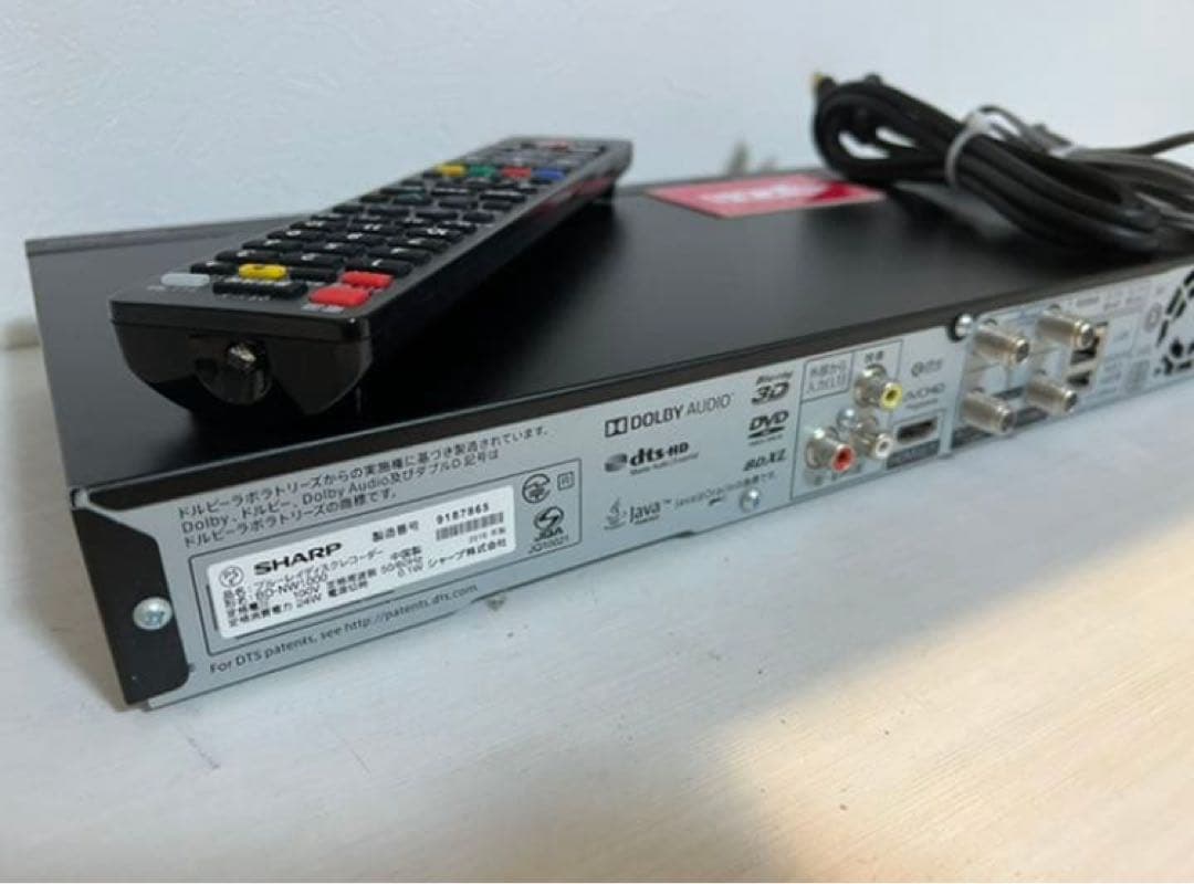 シャープ AQUOS BD-NW1000ブルーレイレコーダー1TB