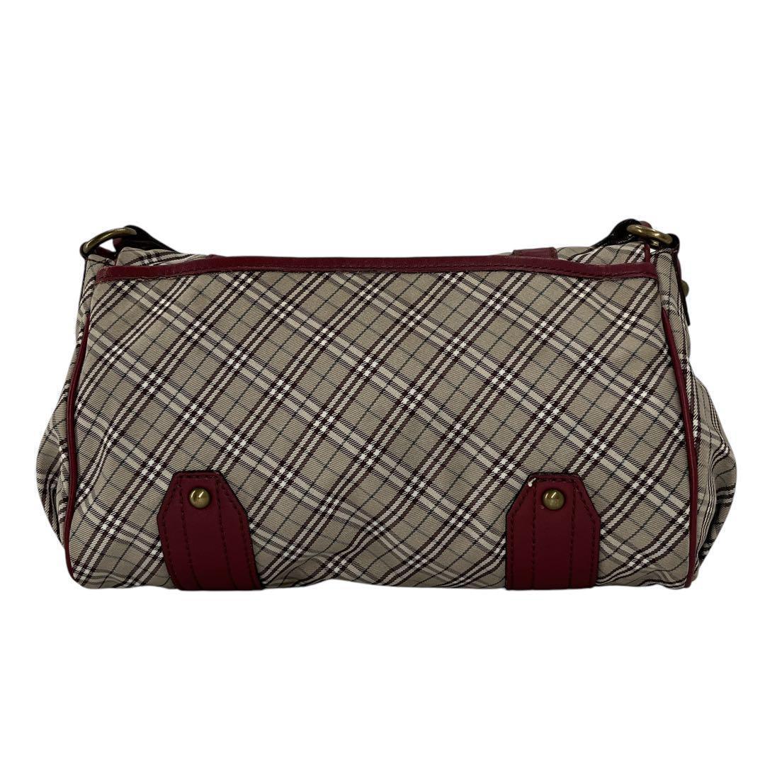 希少　バーバリーブルーレーベル　ノバチェック　ショルダーバッグ　ナイロン　レザー