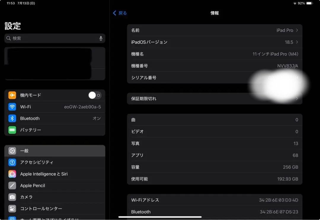 iPad Pro 11 (M4) Apple pencil pro付き