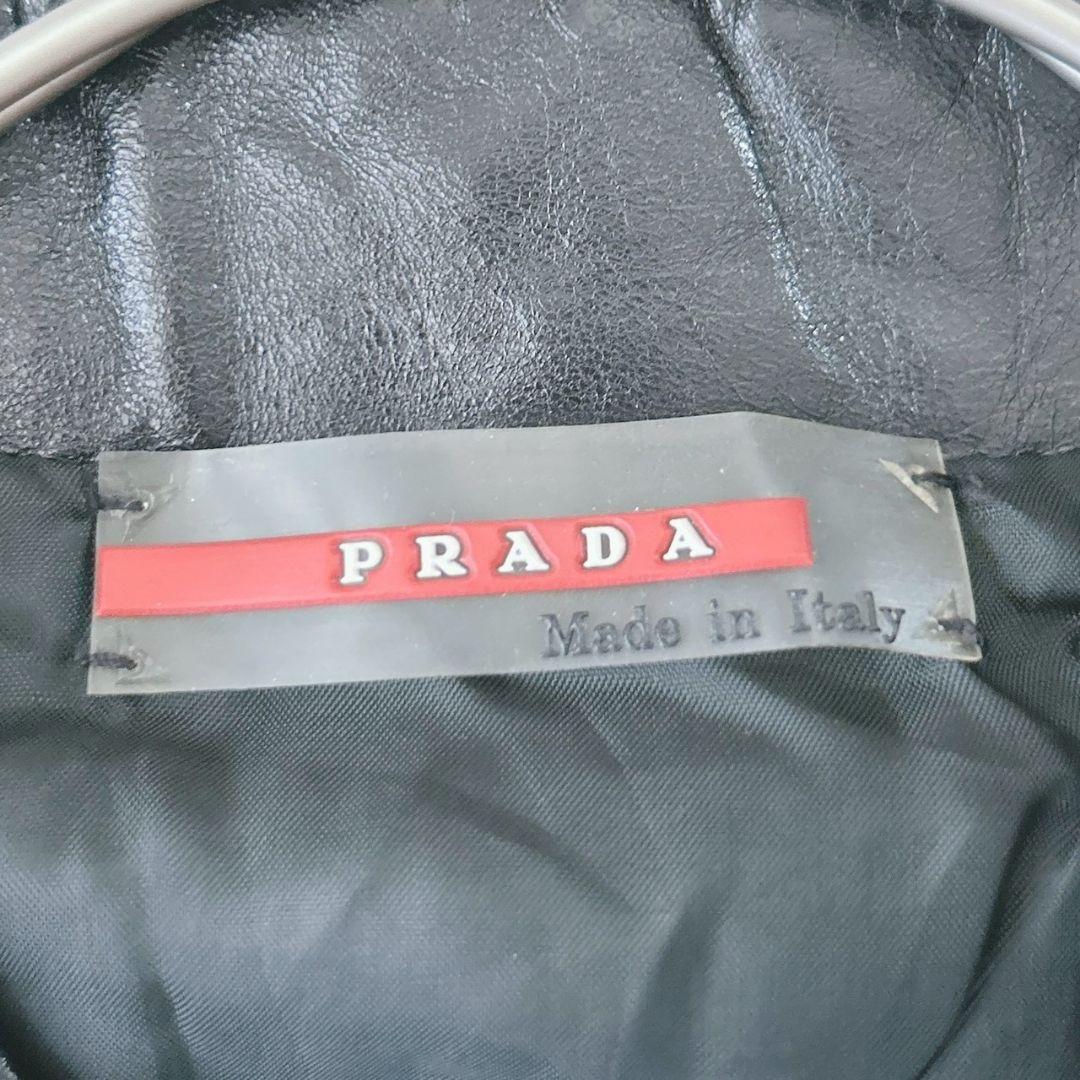 PRADA プラダ レザージャケット ブラック シングル ライダース 36