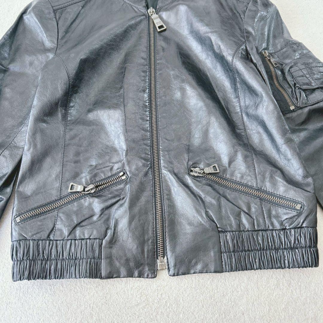 PRADA プラダ レザージャケット ブラック シングル ライダース 36
