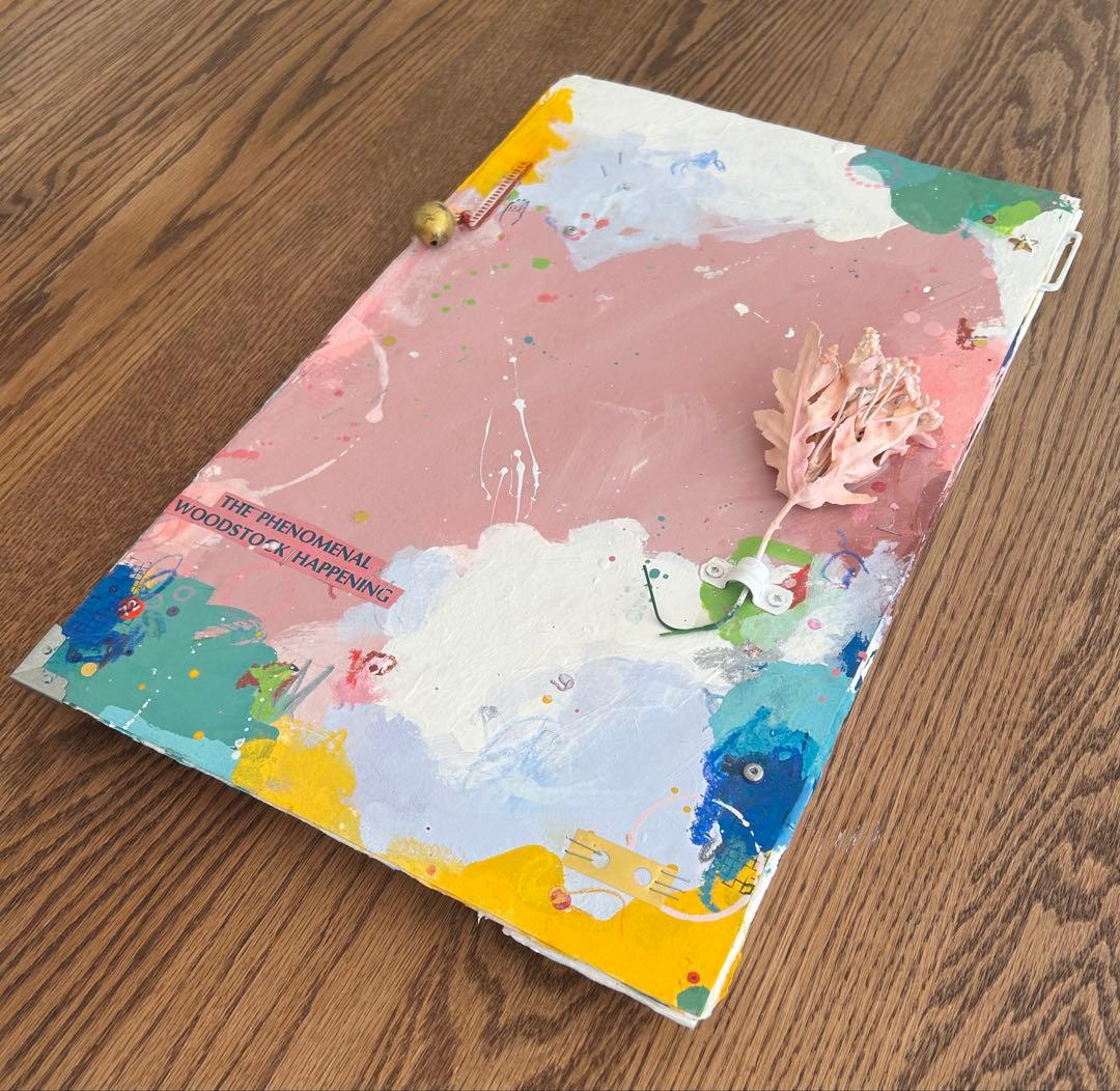 コラージュアート作品　ミクストミディア　和紙　ペイント　アメリカ