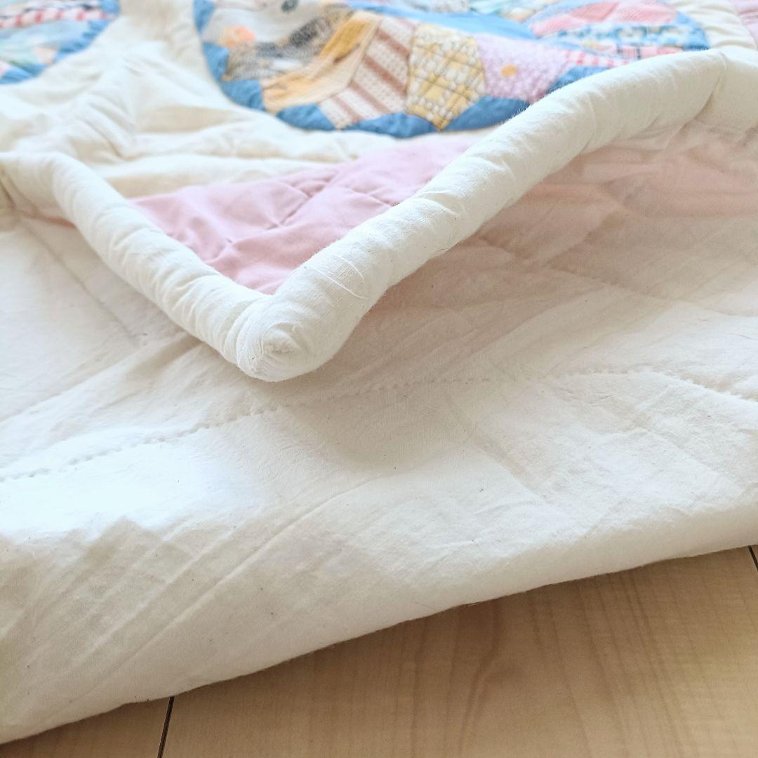 大判 ドレスデンプレート柄 パッチワークキルト ラグ ハンドメイド ヴィンテージ