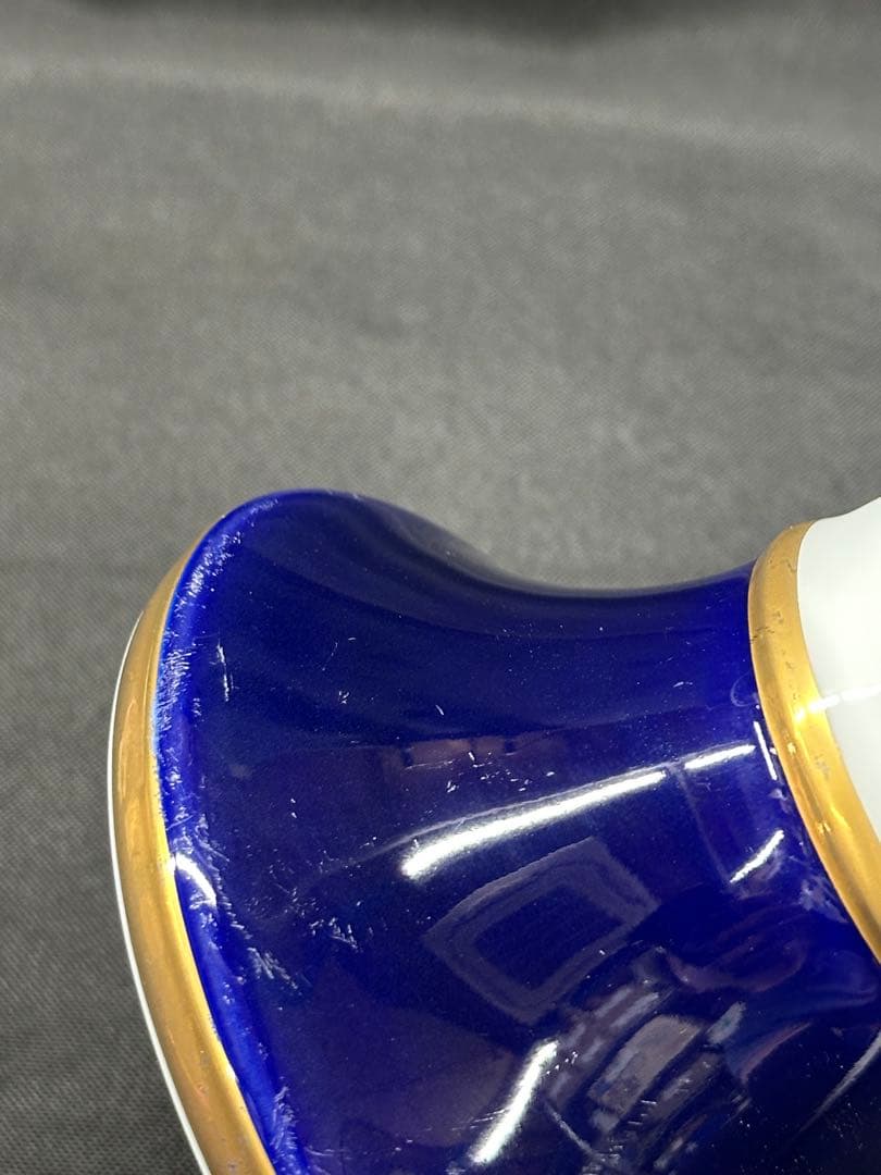 【USED】深川製磁　深川　ブルーチャイナ　花瓶　金彩　青　白