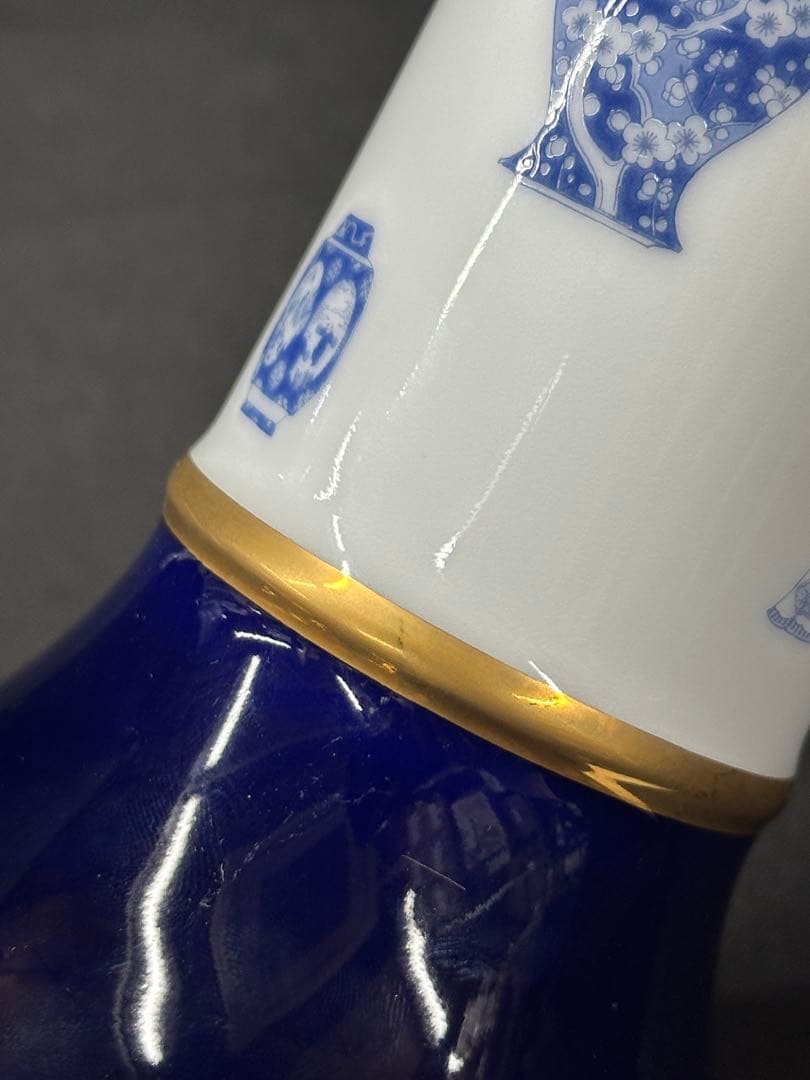 【USED】深川製磁　深川　ブルーチャイナ　花瓶　金彩　青　白