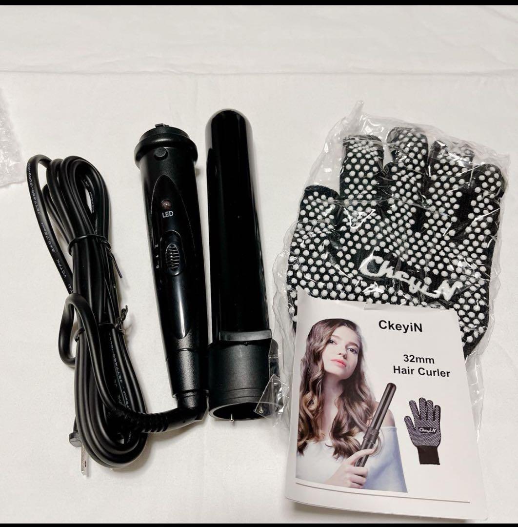 CkcyiN ヘアアイロン コテ カール ブラック 32mm
