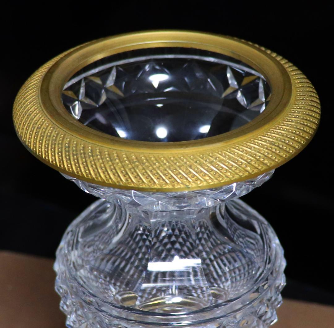 オールド・バカラ 1870年頃美術館級 ブロンズメディチ切子花瓶 壺 ディアマン