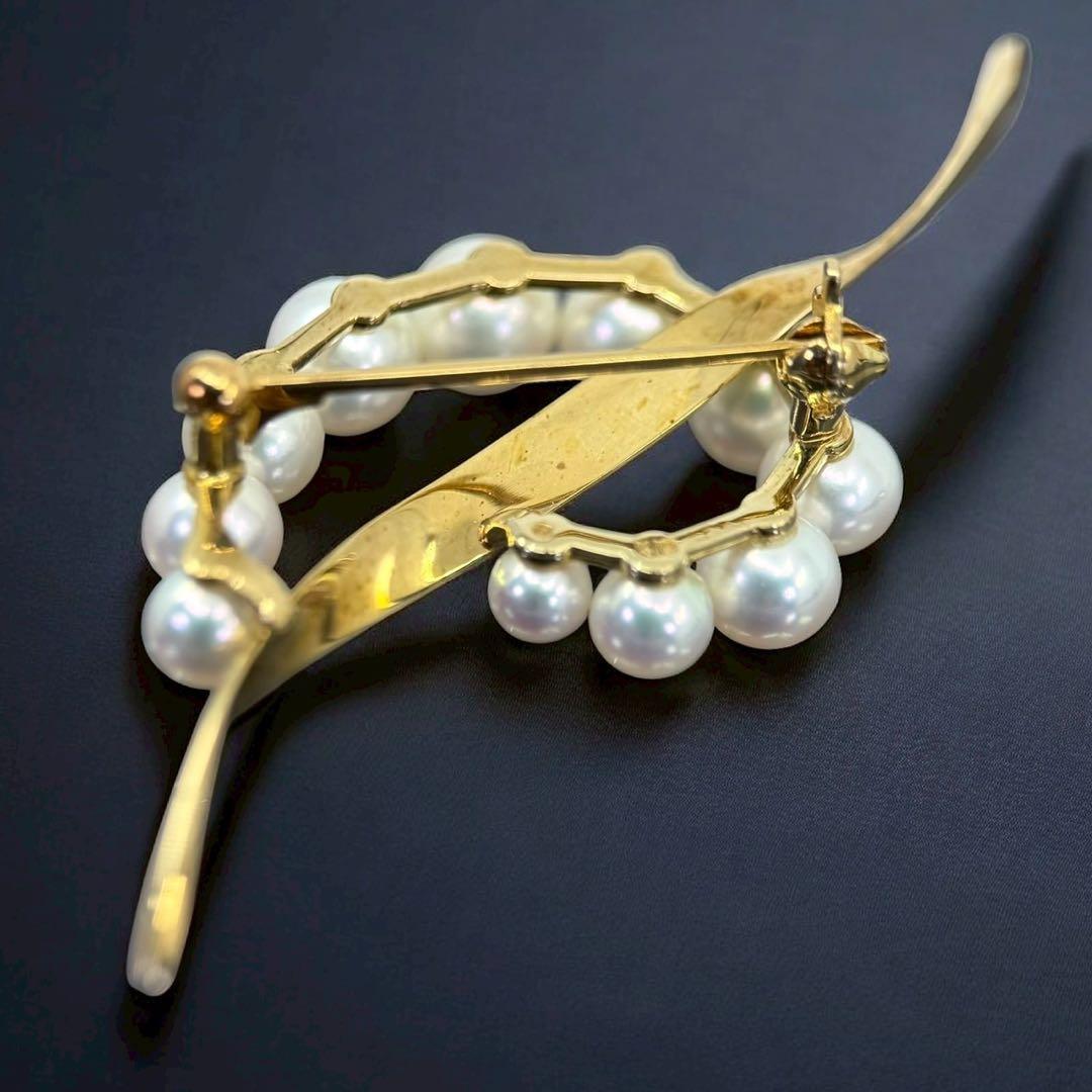 【極上】ミキモト　K18 アコヤ　本真珠　パール　ブローチ　コサージュ