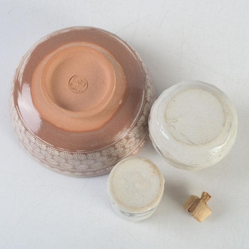 茶道具　桐木地本漆塗　青漆爪紅　利休茶箱　茶碗　棗など　七点　一式　M　9738