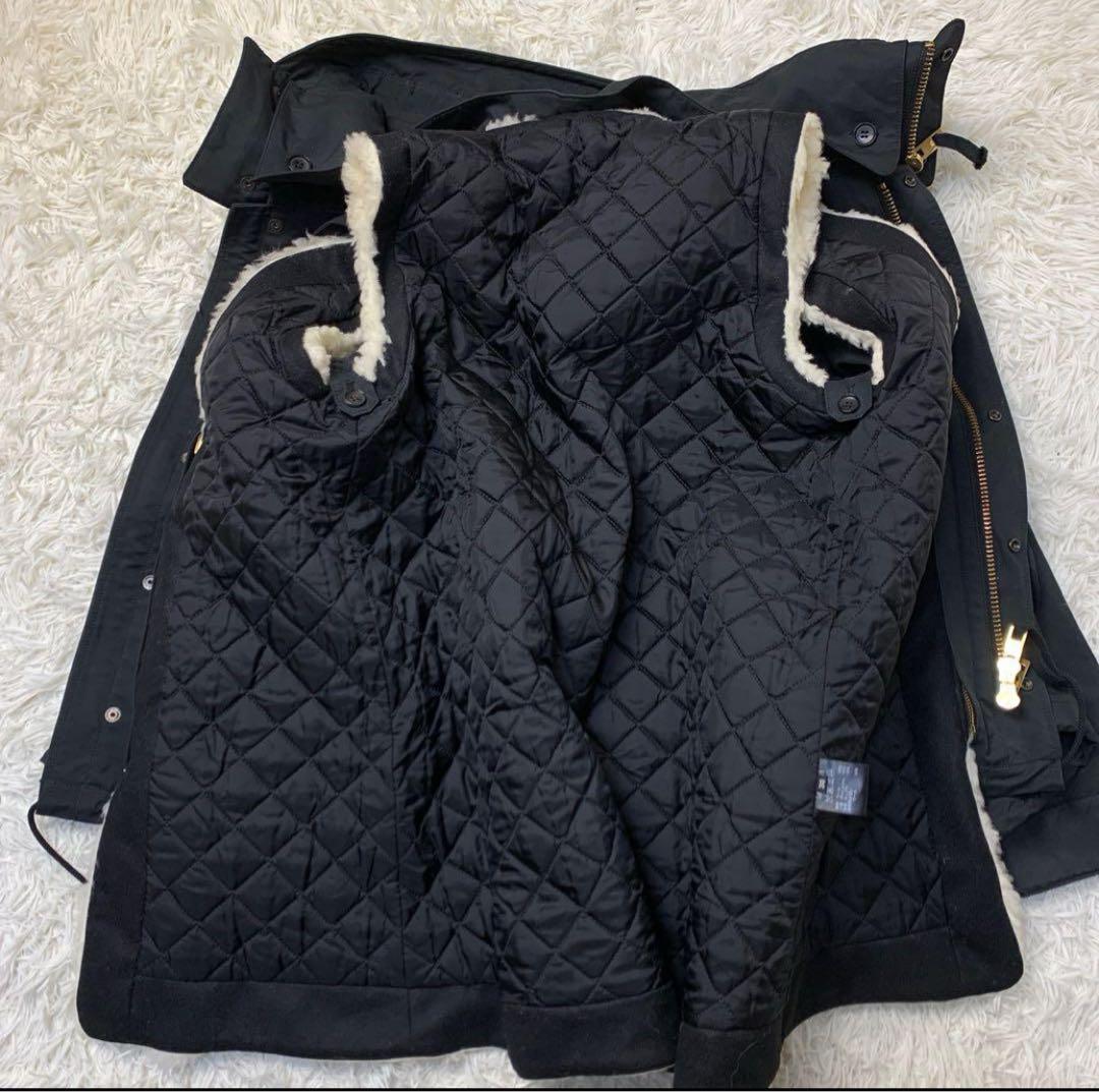 THE RERACS ボア付き ショートモッズコート ベスト ライナー ブラック