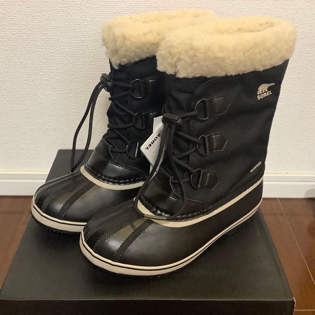 新品　SOREL ソレル　防水ファー　スノーブーツ ブラック　黒　24 スキー