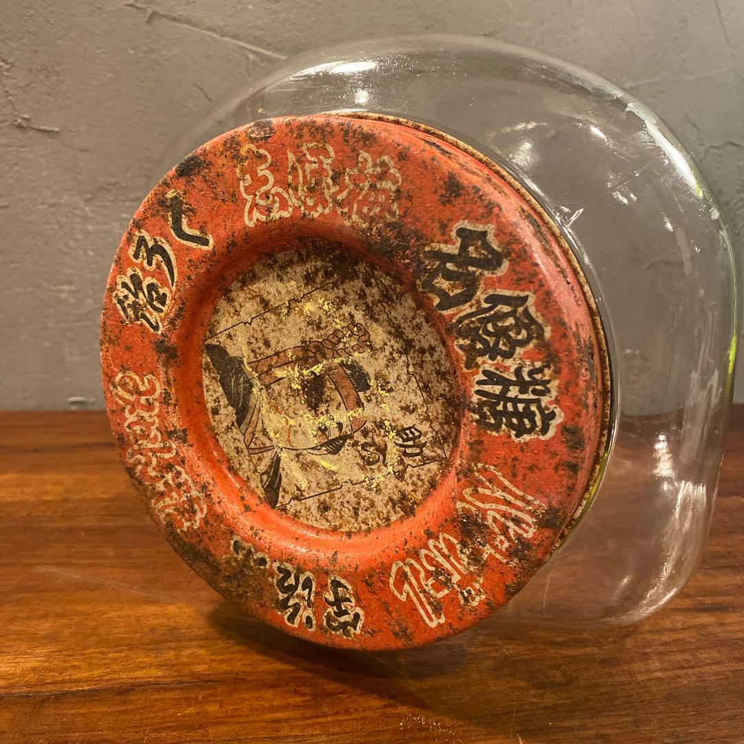 昭和レトロ ガラス瓶 名優糖 ブリキ蓋 骨董品 古道具 店舗什器 コレクション