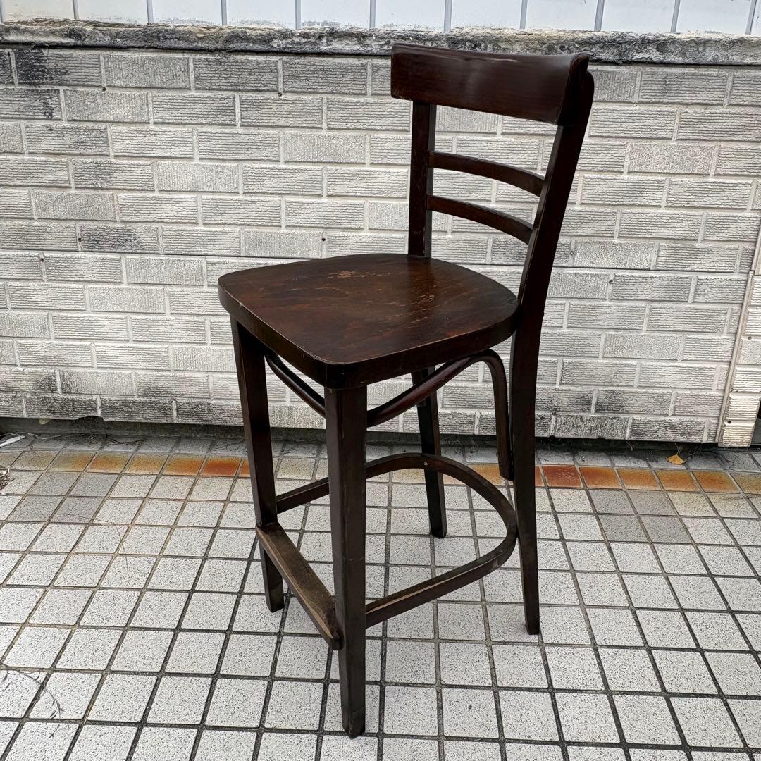 ③ 北欧レトロ 木製椅子 ベントウッドハイスツール バーチェア ビンテージ