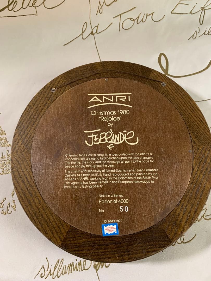 アンリ人形　ビンテージ1980年クリスマス木製プレート！可愛い過ぎます！
