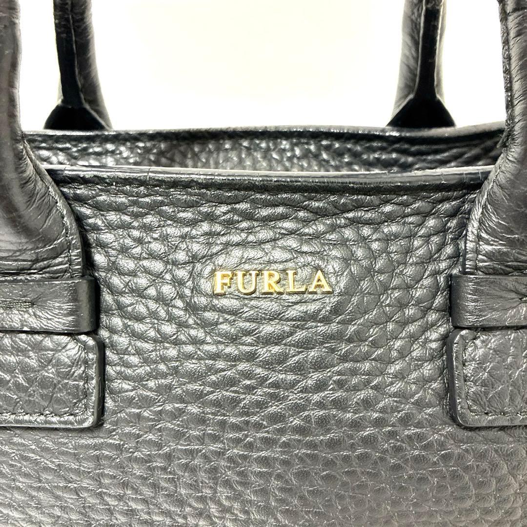 フルラ　カプリッチョ　ショルダーバッグ　2way 黒　ブルー　シボ