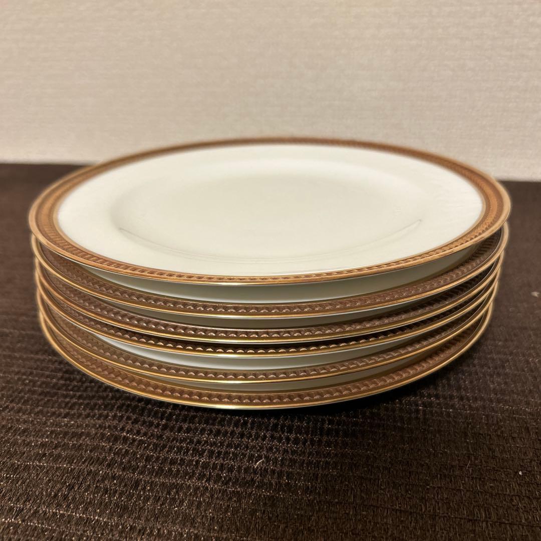 大倉陶園　クラウンエンボス　デザートプレート　20.5cm 金彩金蝕