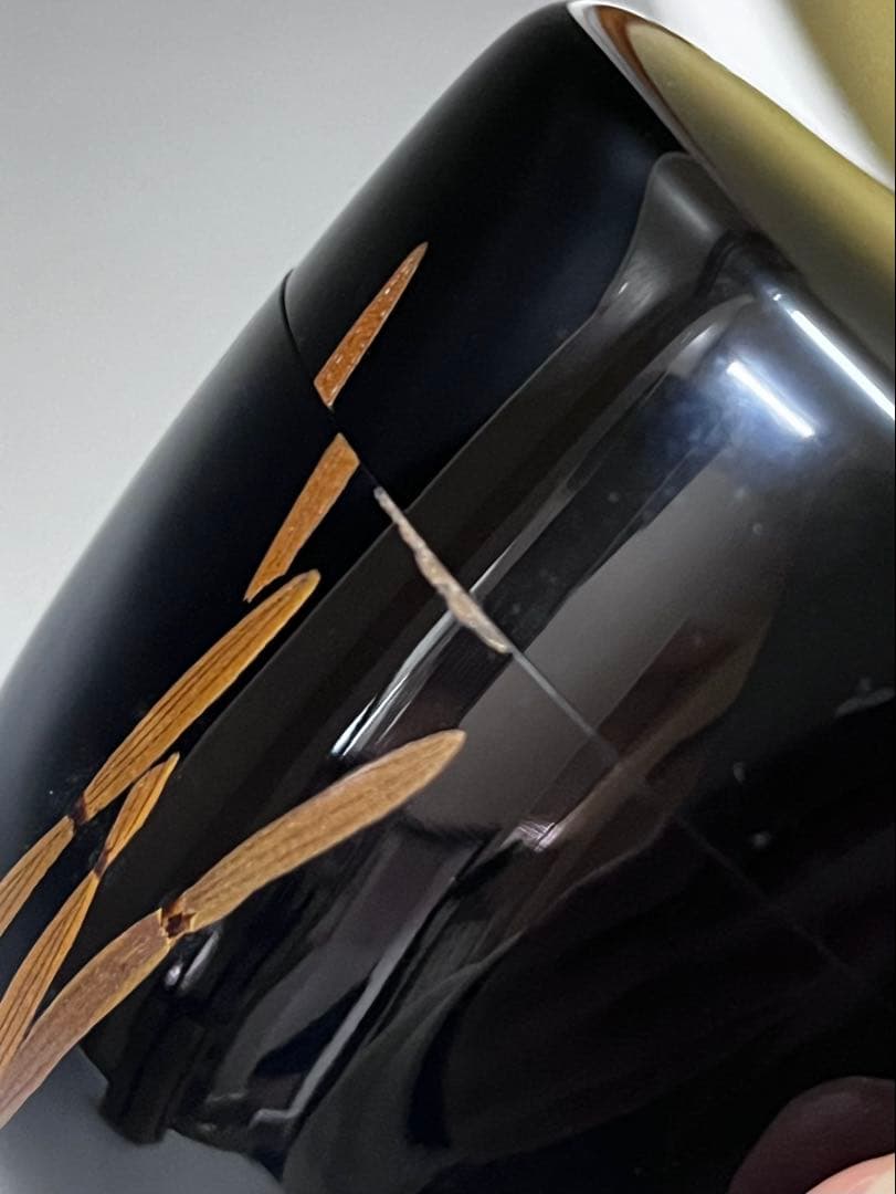 E529 平野桂山 棗 中棗 輪島塗 桂山 木賊棗 茶道具 茶器 茶入