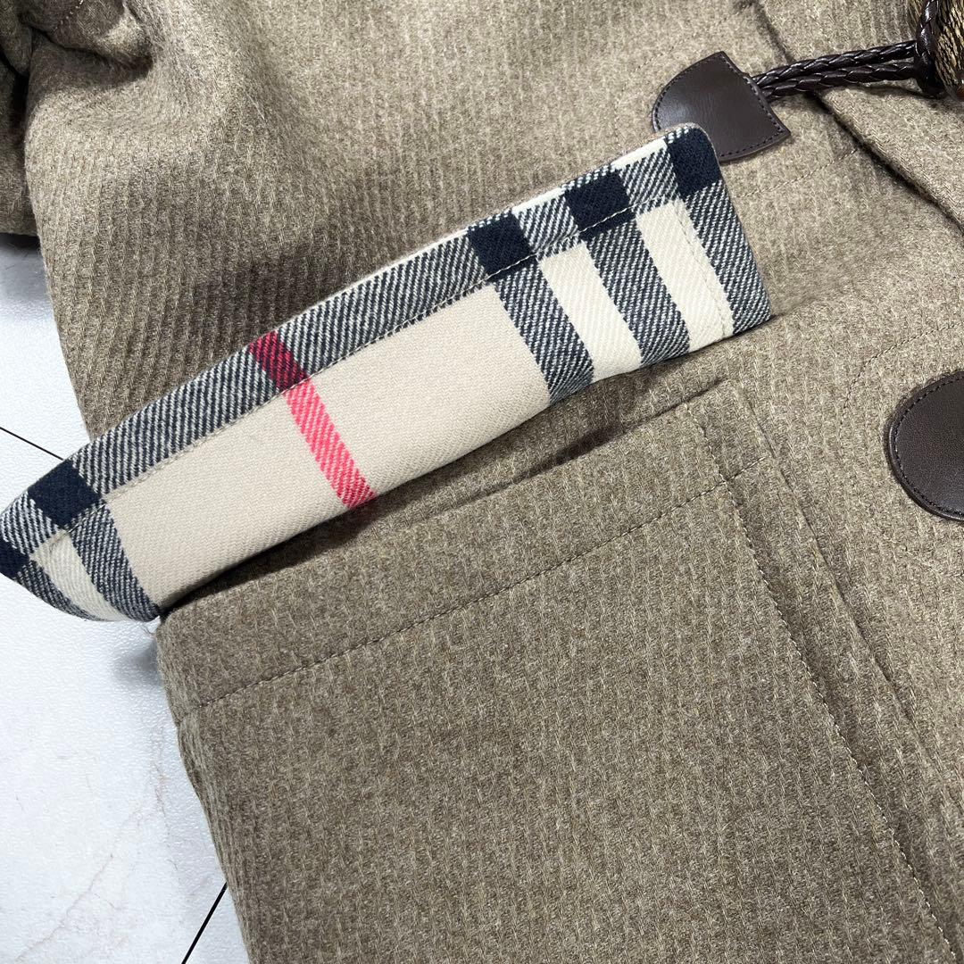✨極美品 バーバリーロンドン カシミヤ混 メガチェック ダッフルコート 本革