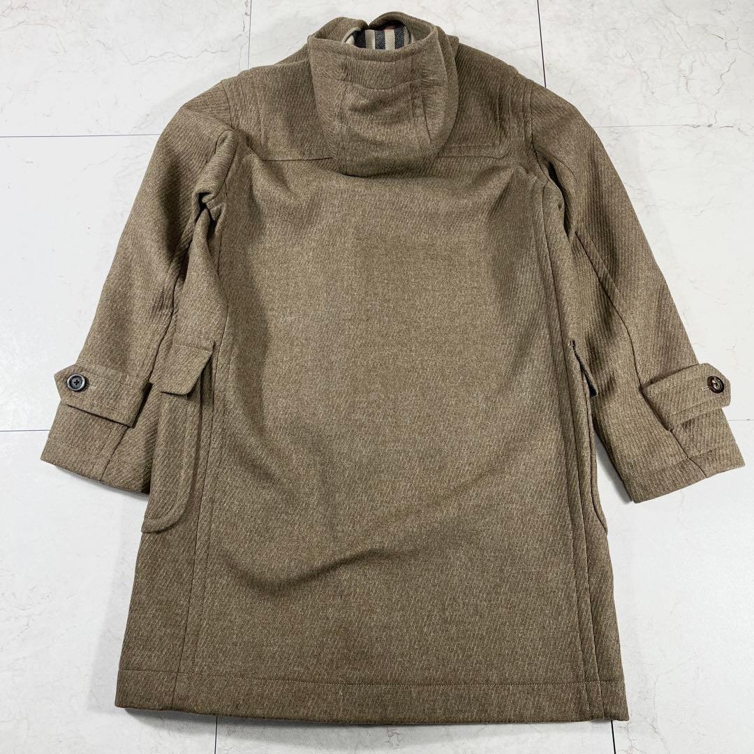 ✨極美品 バーバリーロンドン カシミヤ混 メガチェック ダッフルコート 本革