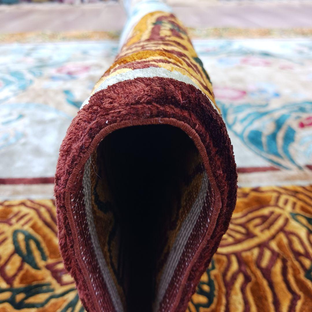 Y3001 中国シルク段通 特大判 245×169㎝ シルク100% 手織り