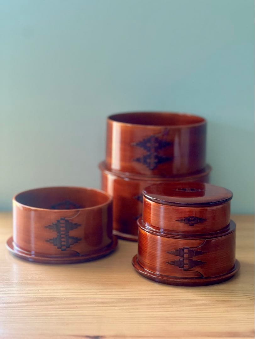 【おまとめ】柴田慶信商店　曲げわっぱ　入れ子五段重＆平和アルミ製作所 圧力鍋