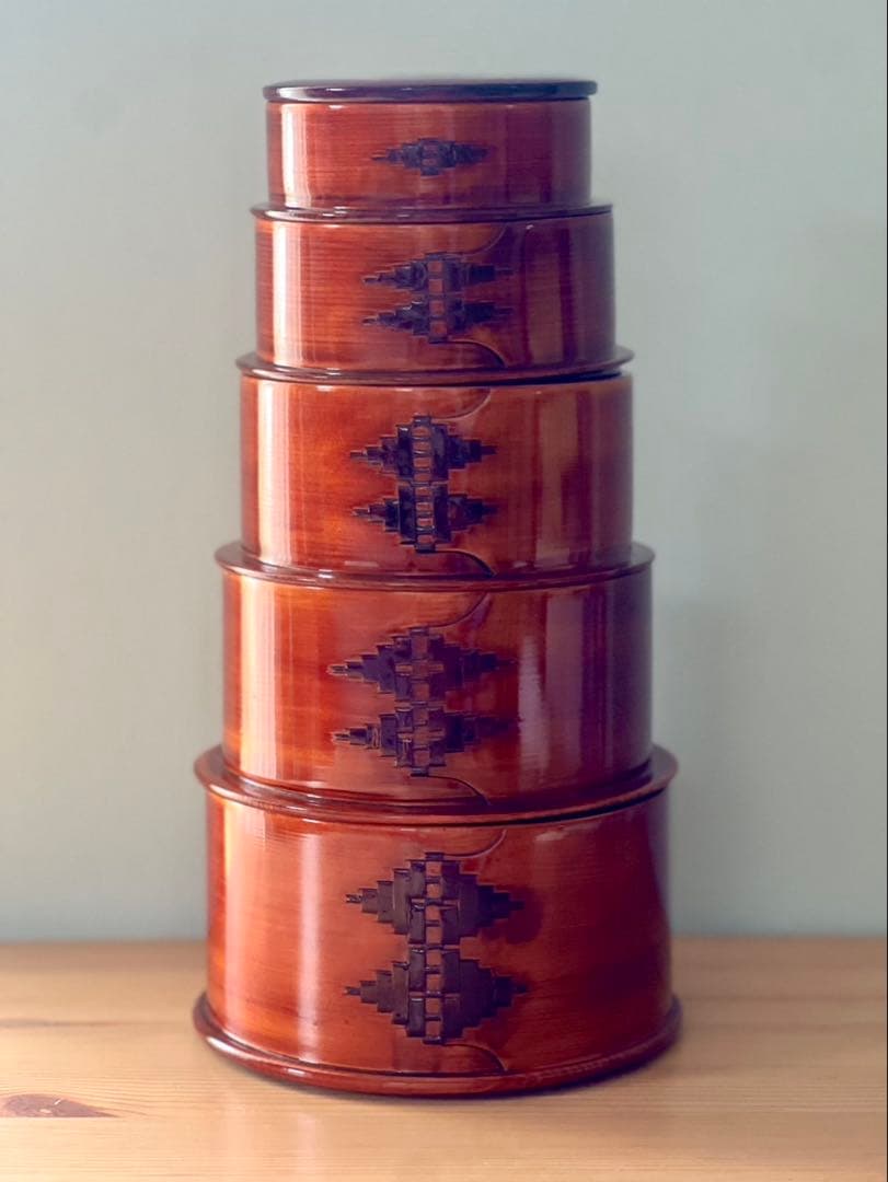 【おまとめ】柴田慶信商店　曲げわっぱ　入れ子五段重＆平和アルミ製作所 圧力鍋