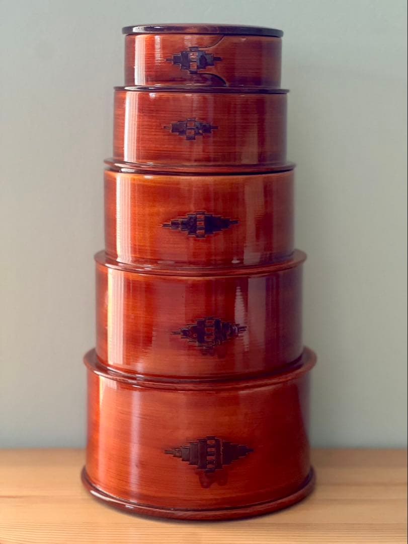 【おまとめ】柴田慶信商店　曲げわっぱ　入れ子五段重＆平和アルミ製作所 圧力鍋