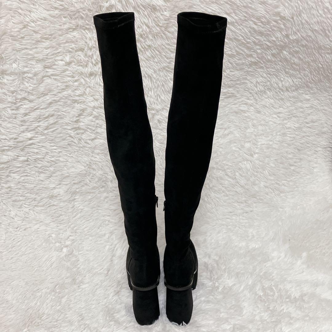 未使用品　EMODA スクエアフィットロングブーツ　S ニーハイブーツ　黒　厚底