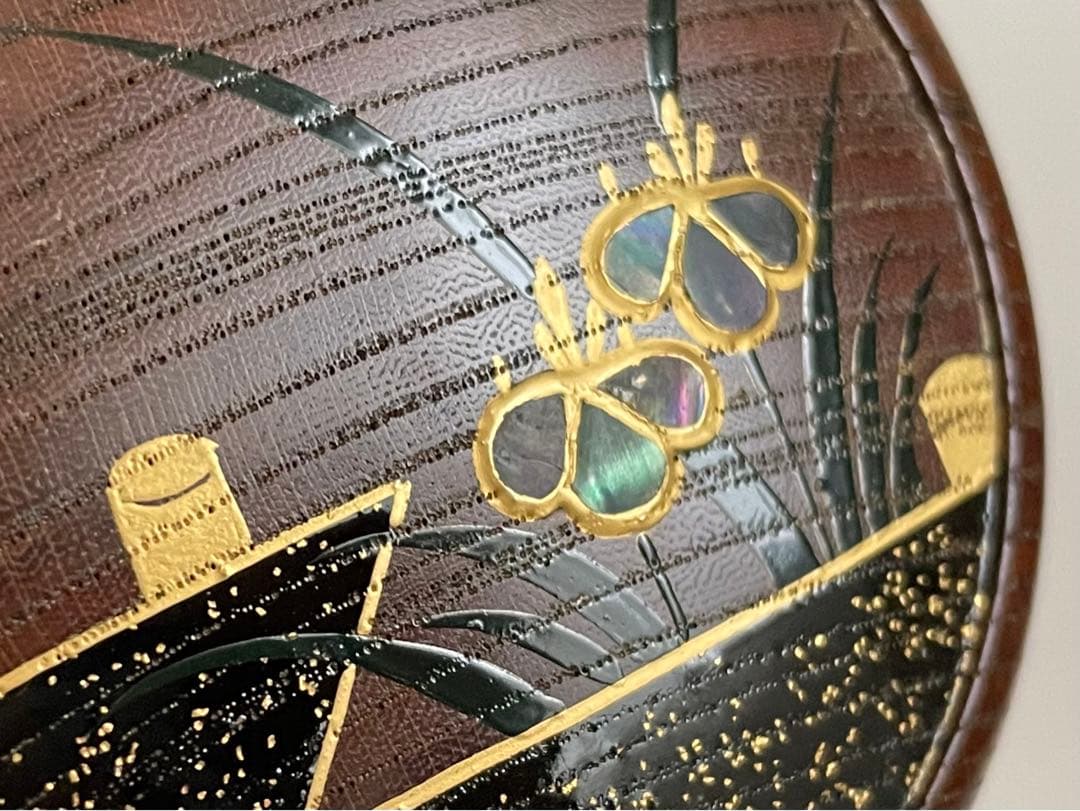 茶道具　筑紫筑良　欅摺漆八橋　大棗　棗　茶入　桔梗　螺鈿　蒔絵　共箱