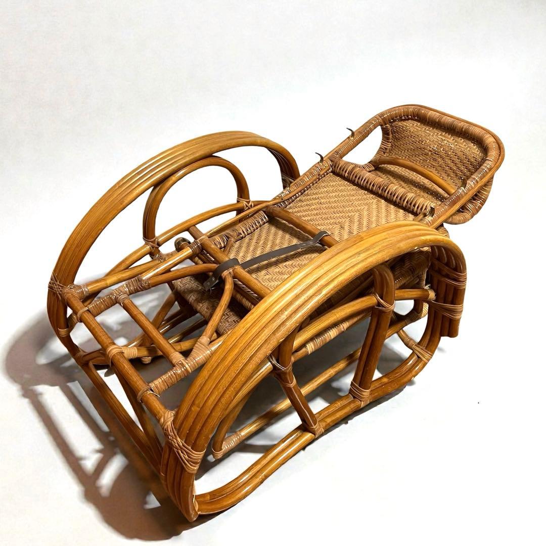 【良品】ラタン製 リクライニングチェア 1人掛けソファー　籐家具　昭和レトロ