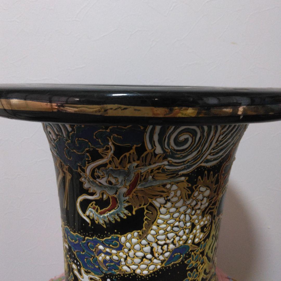 龍虎闘図　植木鉢　三つ足