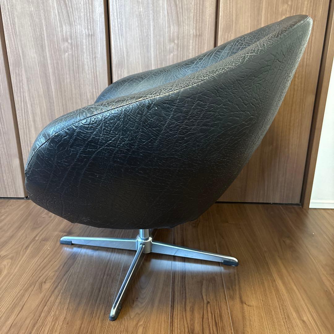 ビンテージ　1人掛けソファ　ブラックレザー