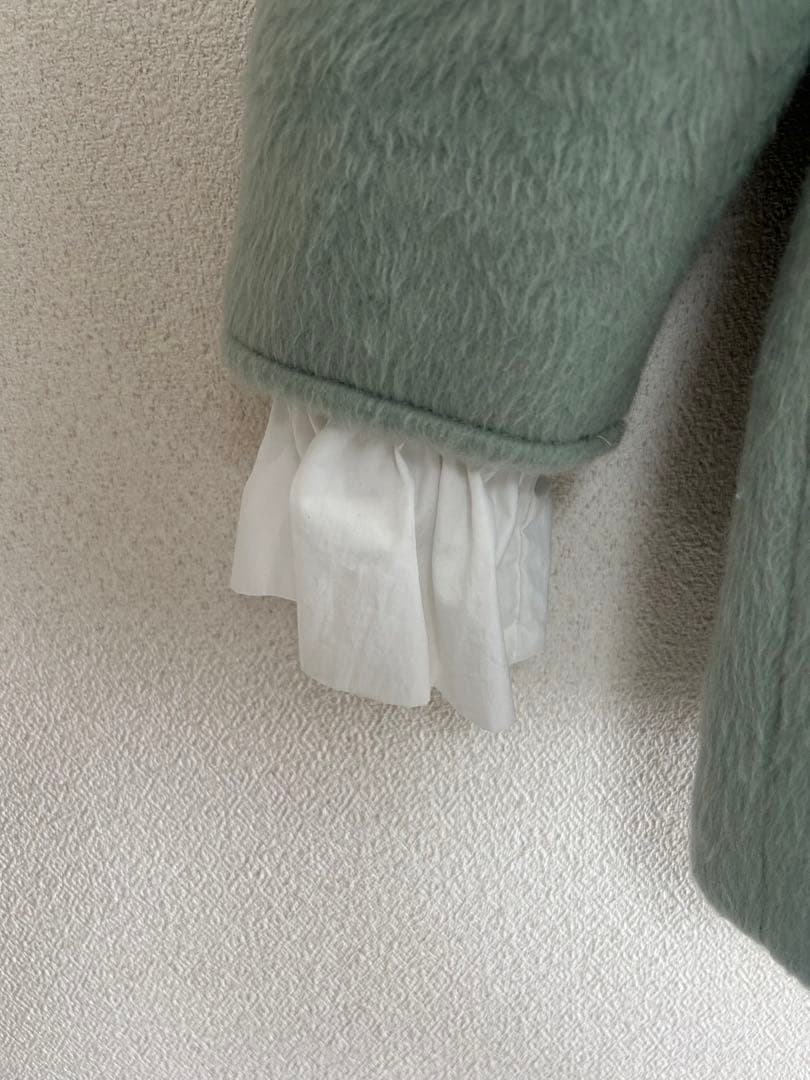 musubore フリルシャギージャケット グリーン