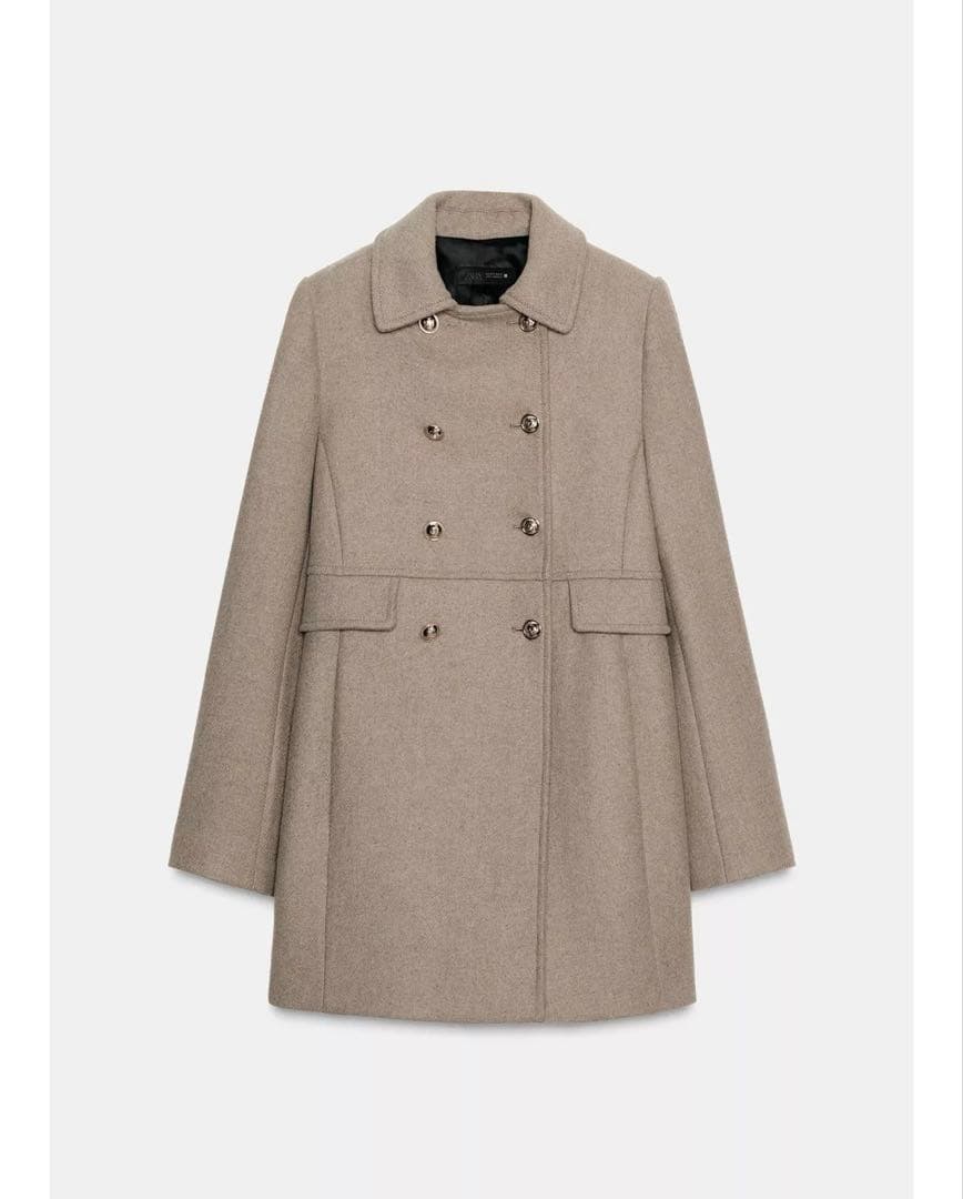 タグ付き新品★ZARAのウール混紡ショート丈ダブルブレストコート★Mサイズ