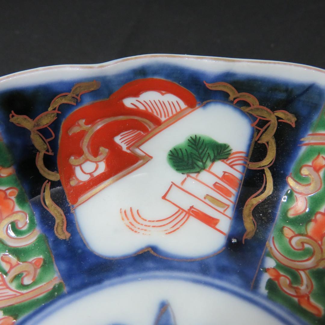 なます皿 5枚 染付 色絵付 金彩 花草 唐草 江戸 古伊万里 バラ売り可