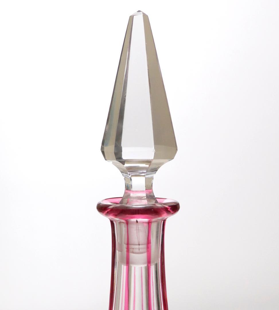 オールド・バカラ 最上級モデル ラグニー 赤色被せ 大型 カラフ アンティーク