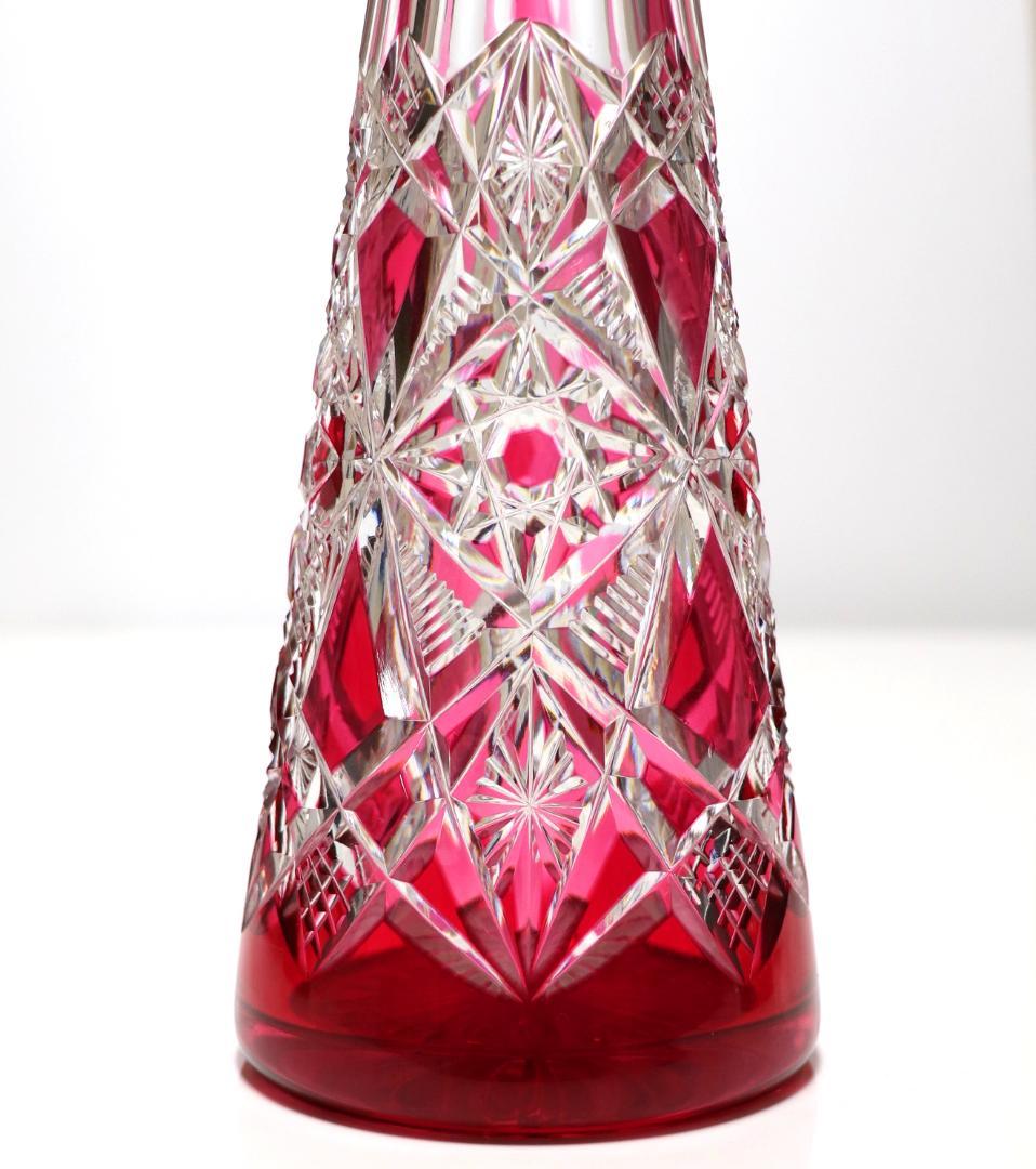 オールド・バカラ 最上級モデル ラグニー 赤色被せ 大型 カラフ アンティーク