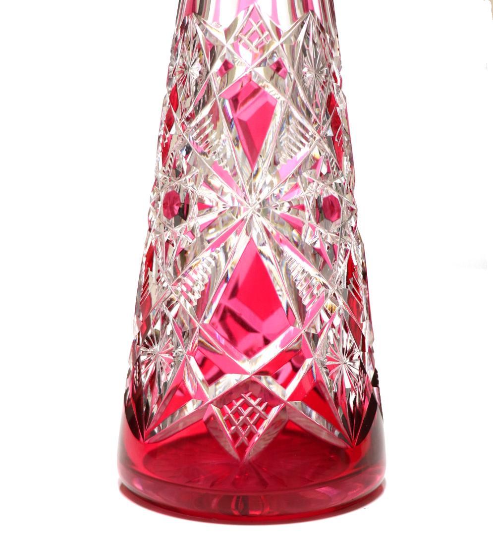 オールド・バカラ 最上級モデル ラグニー 赤色被せ 大型 カラフ アンティーク