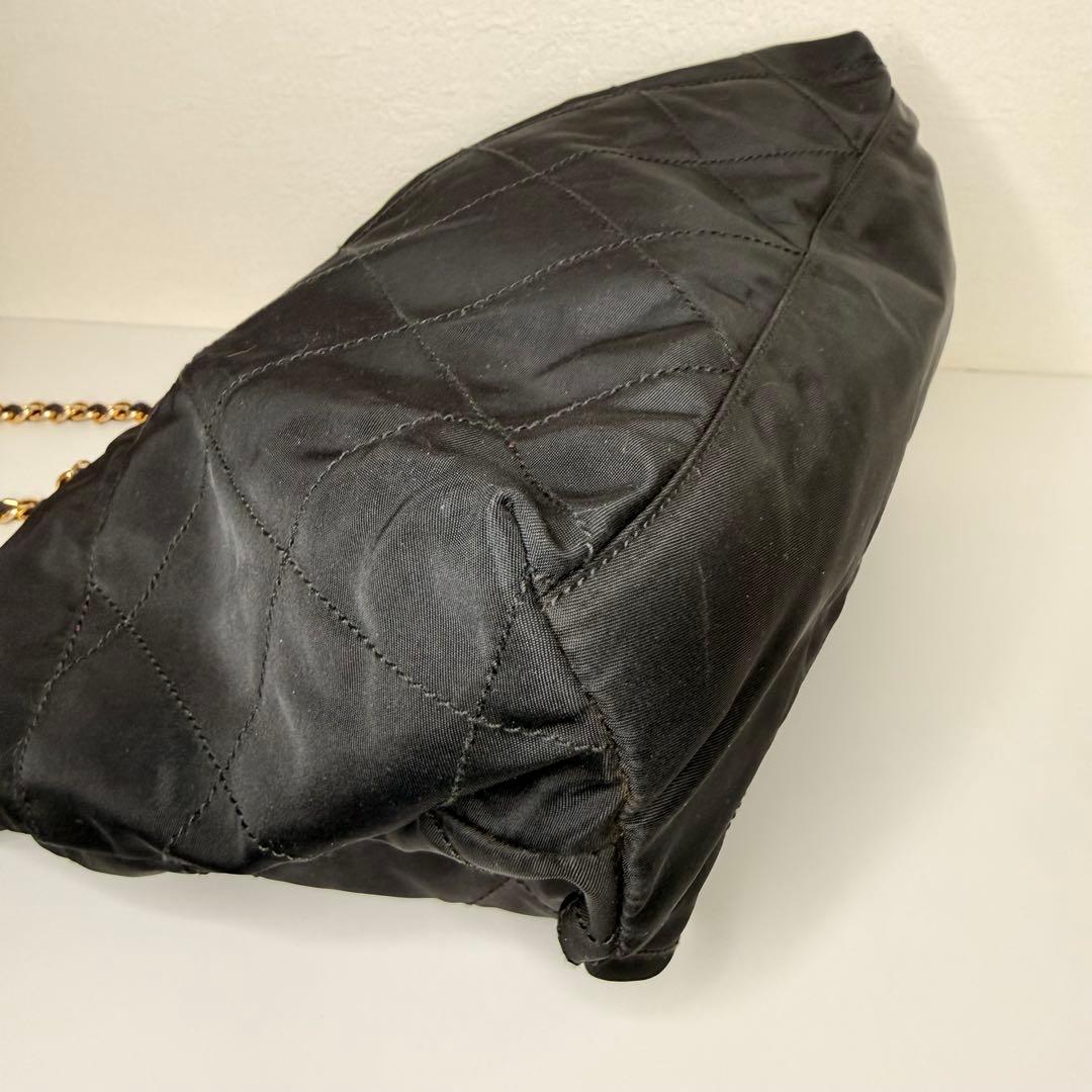 PRADA チェーンショルダーバッグ キルティング ナイロン プレート