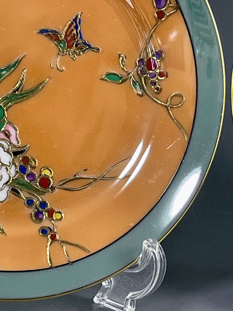 オールドノリタケ ラスター彩 ２枚セット 蝶 バラ 縁金盛り 小皿 プレート