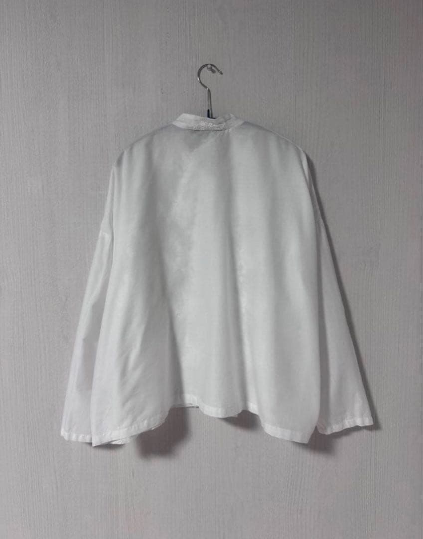 mizuiro ind レーススタンドカラーワイドシャツ